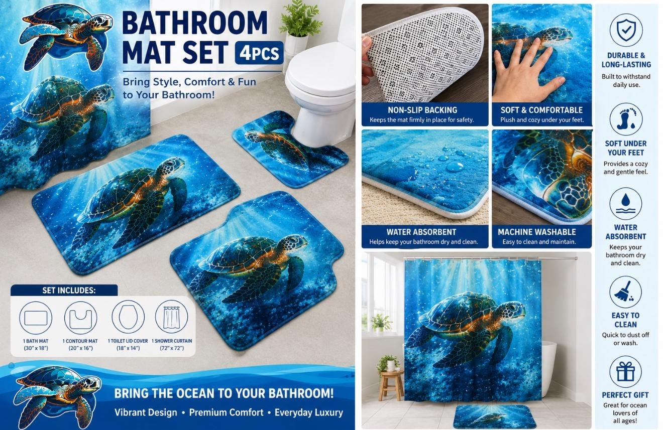 Bathroom Mat Set — Turtle