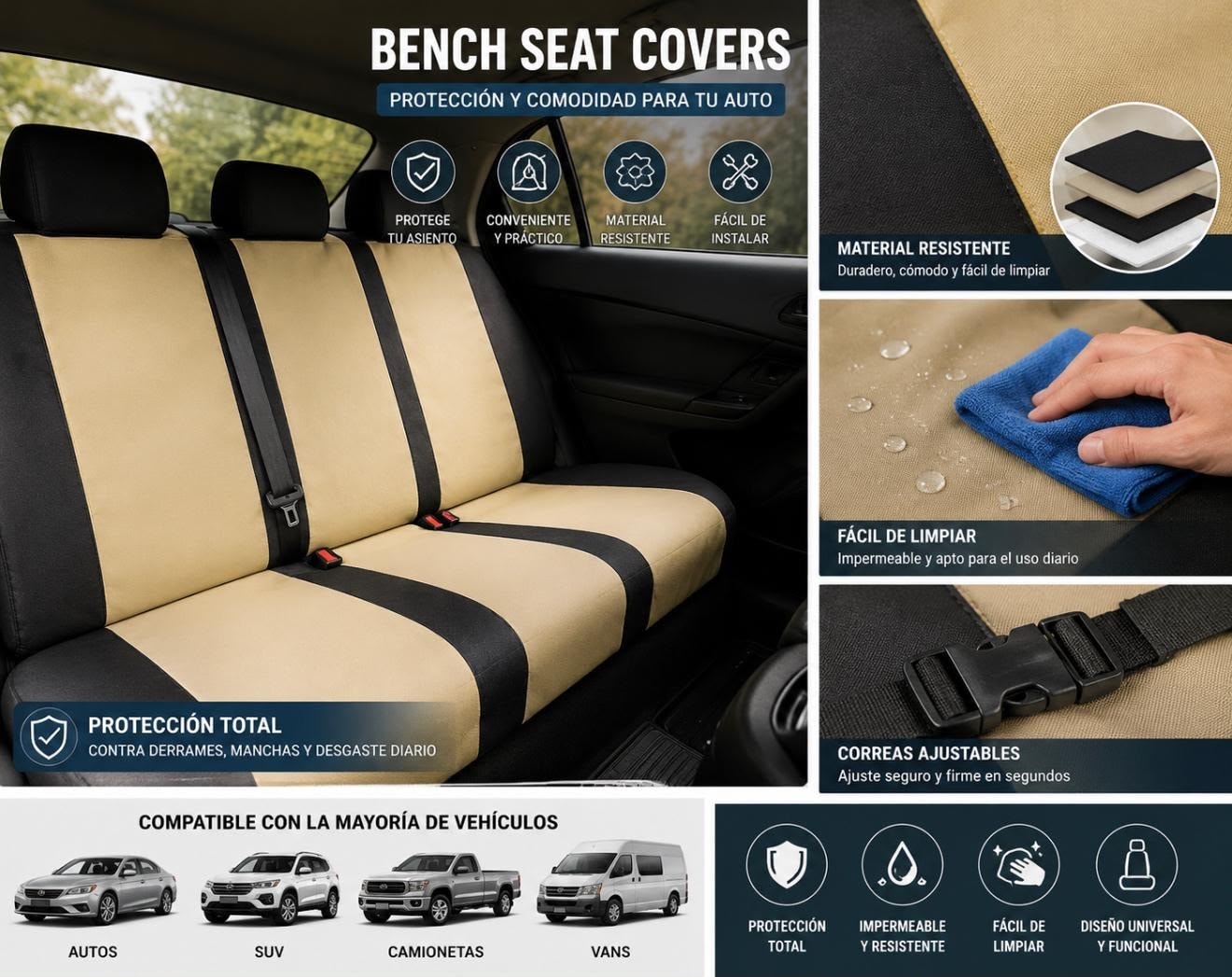 Roll-Out Car Seat Cover — Beige