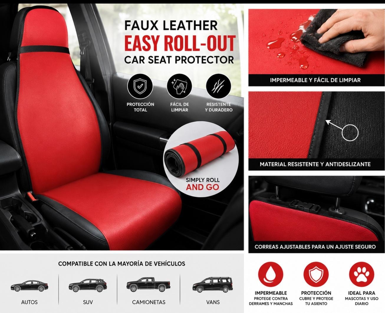 Roll-Out Car Seat Cover — Red