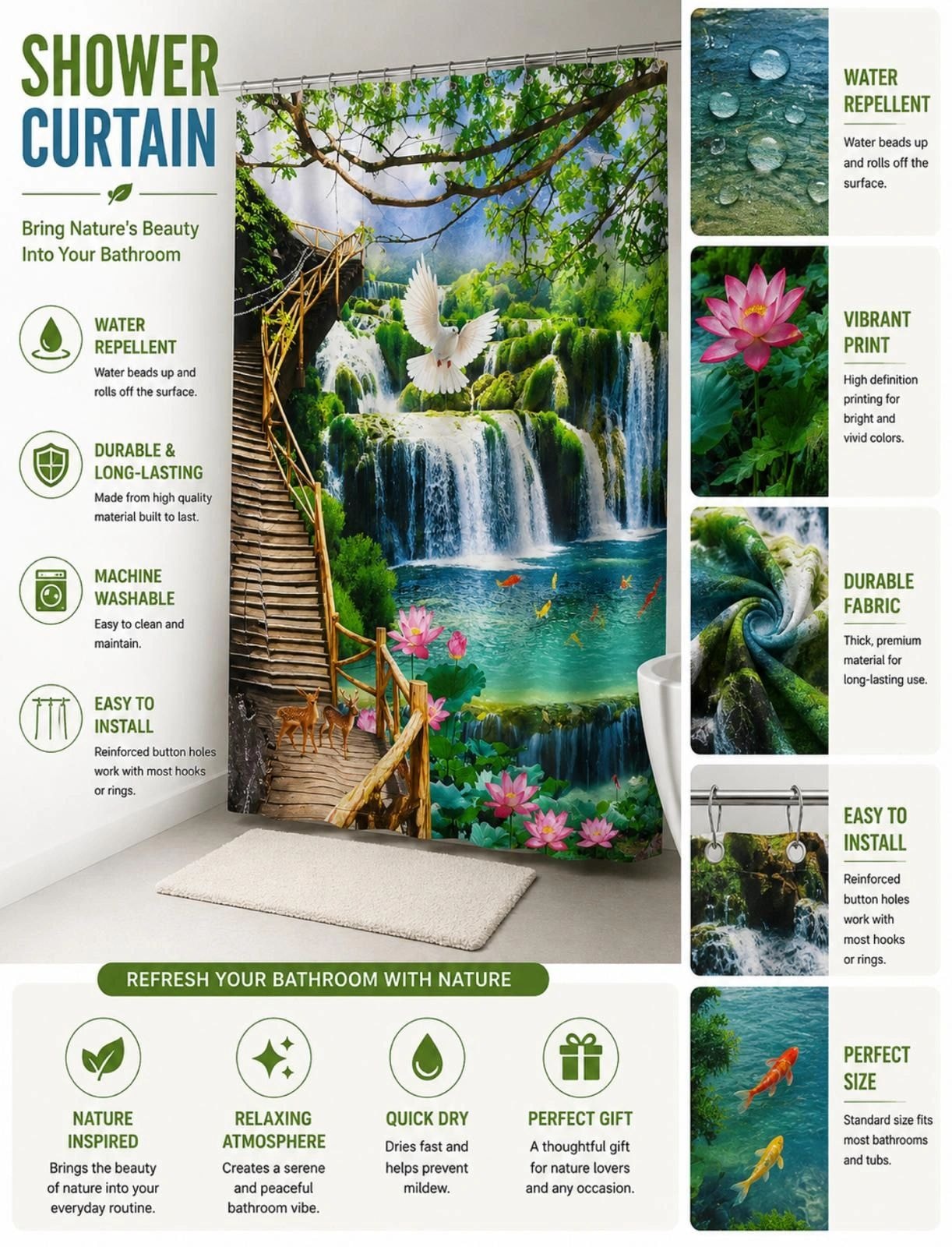 Shower Curtain — Nature & Water